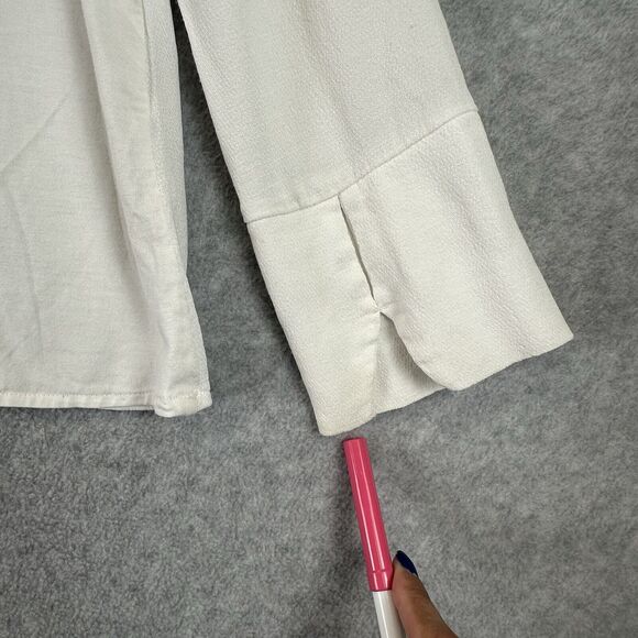 Massimo Dutti Top Medium White Womens Blend Long Sleeve V-neck Casual‎ Pintuck - Picture 8 of 12